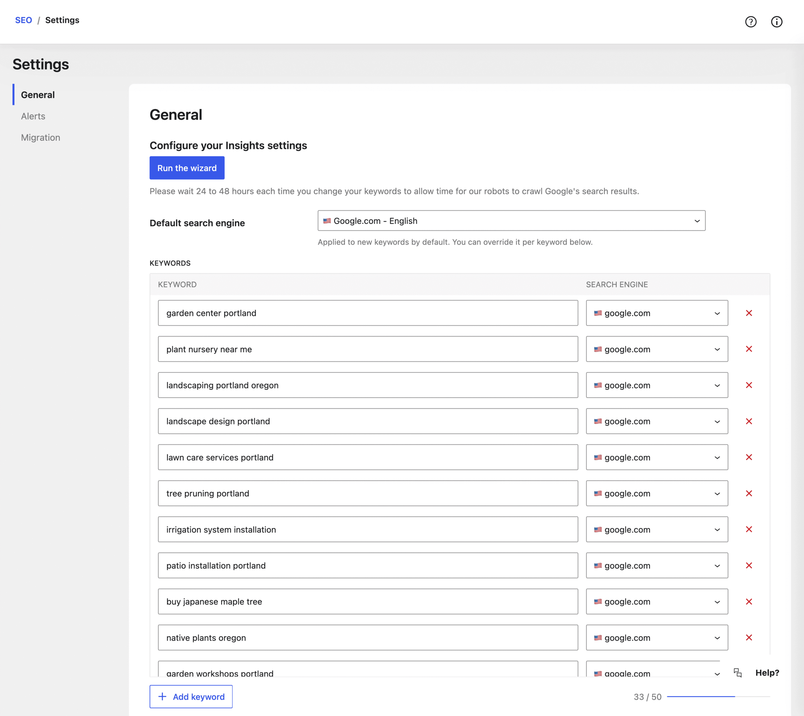 Configuración general - SEOPress Insights