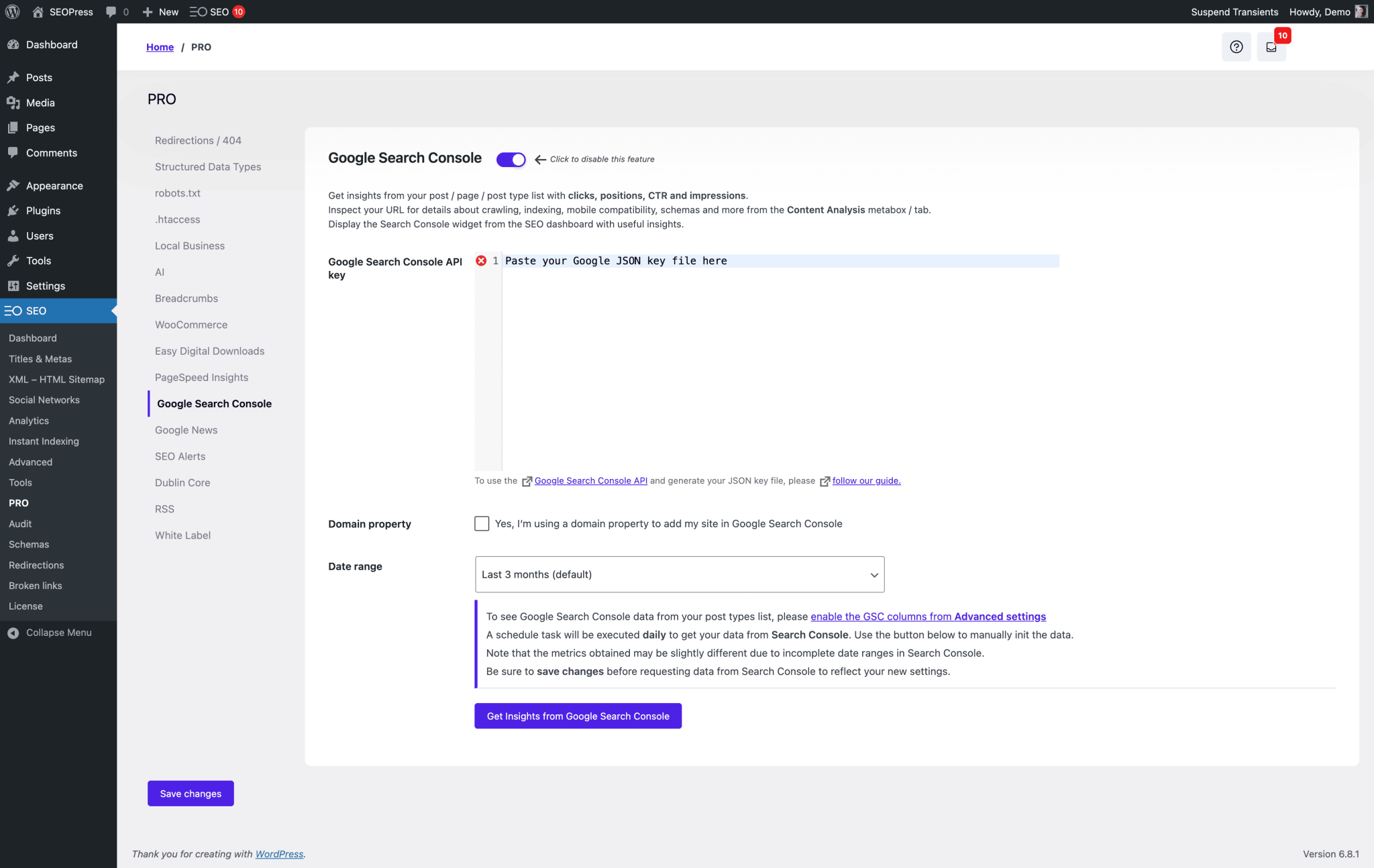 Cómo utilizar la API de Google Search Console con SEOPress PRO - SEOPress