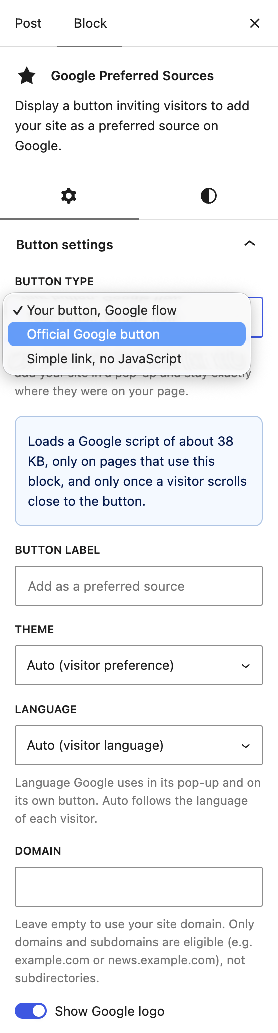 Nouvelles options pour le bloc « Google Preferred Sources » – SEOPress Free 10.3