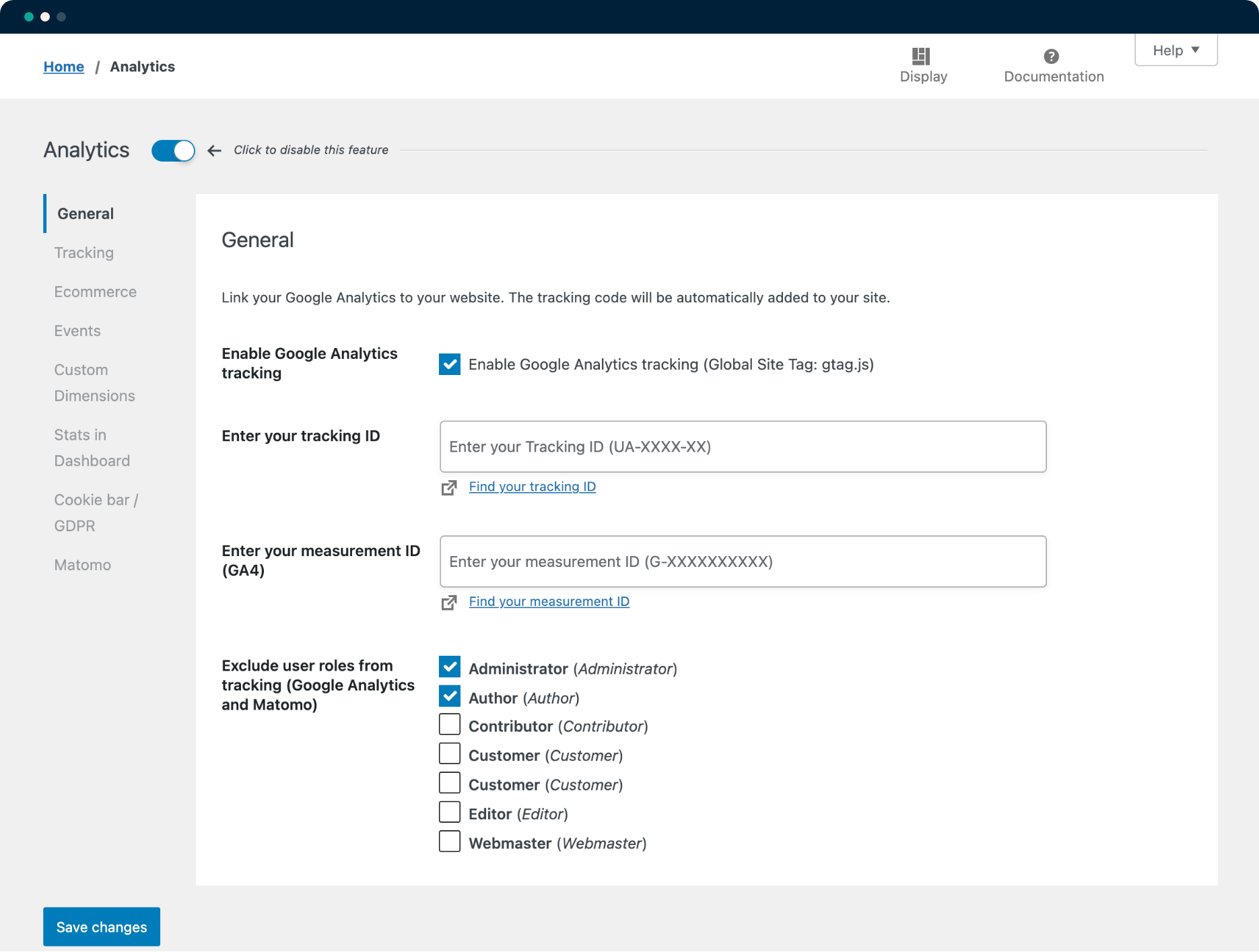 SEOPress Analytics Settings