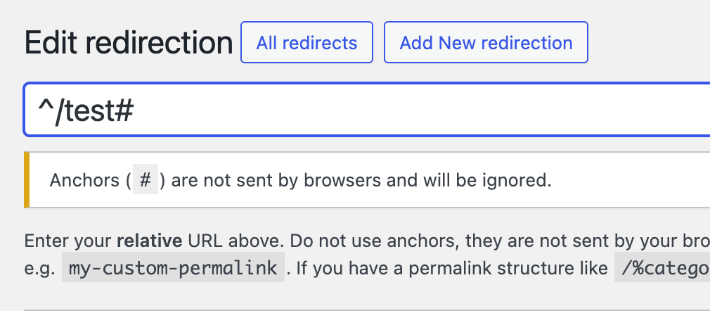 Enhanced user experience when adding a new redirect - SEOPress PRO