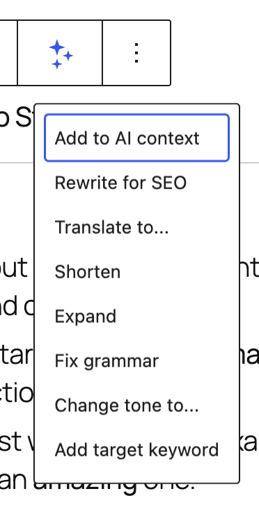 AI Agents, an AI Assistant, and Smarter WordPress SEO – SEOPress 10插图2 AI quick actions - SEOPress
