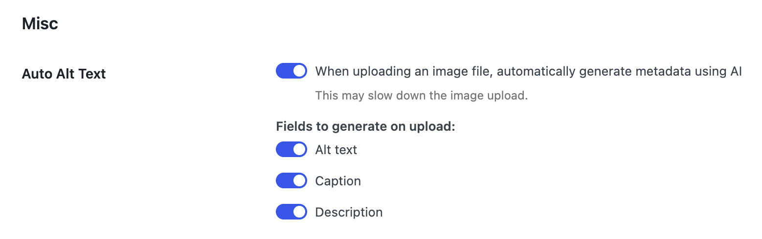AI Agents, an AI Assistant, and Smarter WordPress SEO – SEOPress 10插图5 Use AI to generate alt text, caption and description for your image files - SEOPress PRO