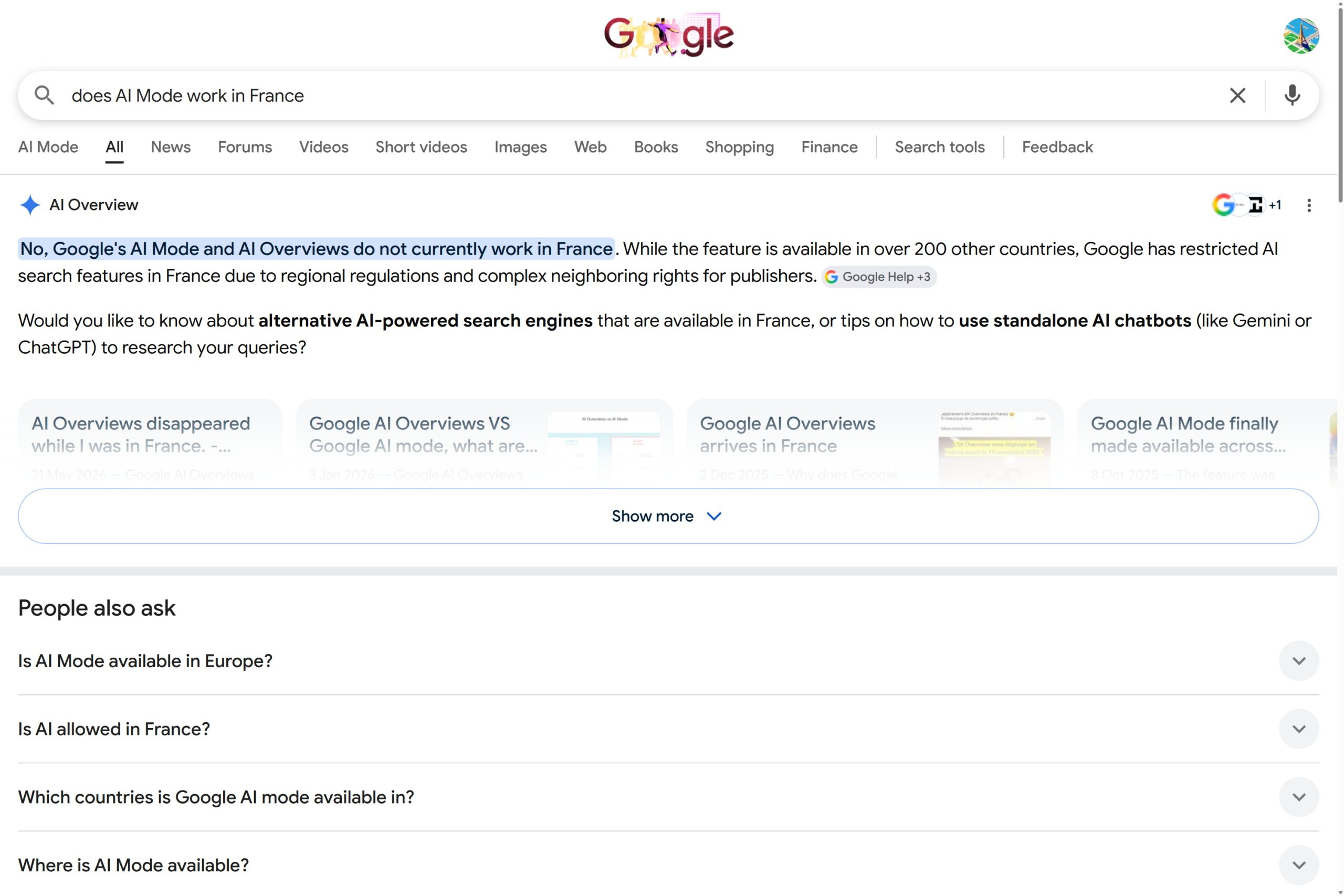 Hot Summer of Google Updates Begins – SEO News June 2026插图 AI Overviews not yet in France