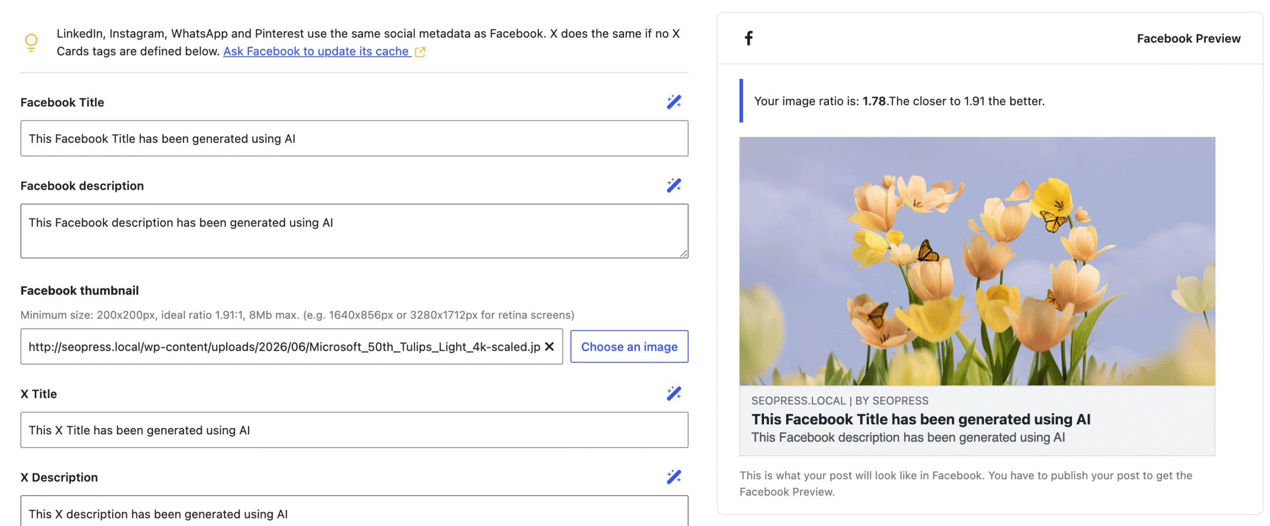 Generate social metadata using AI with SEOPress PRO