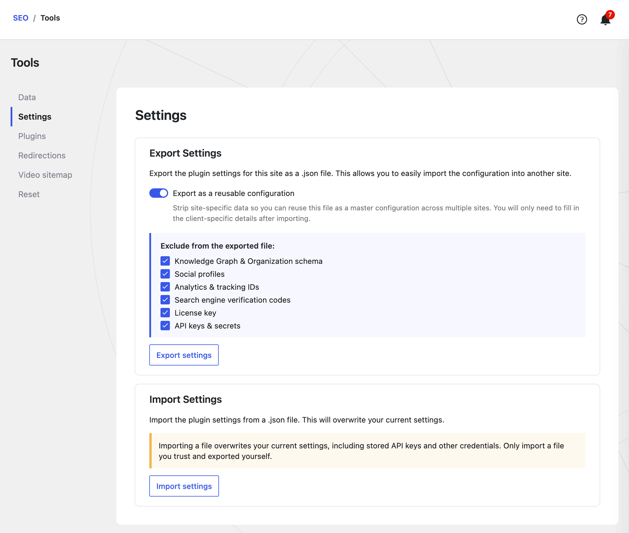 More granularity to export your SEOPress settings