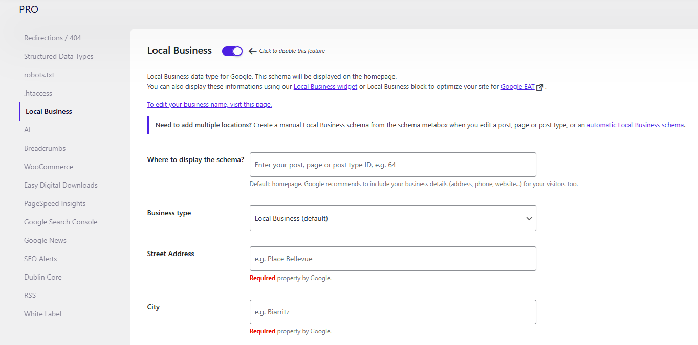 WordPress local SEO with SEOPress for structured data