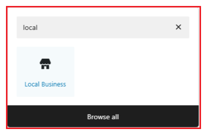 Adding the SEOPress Local Business block in the WordPress block editor